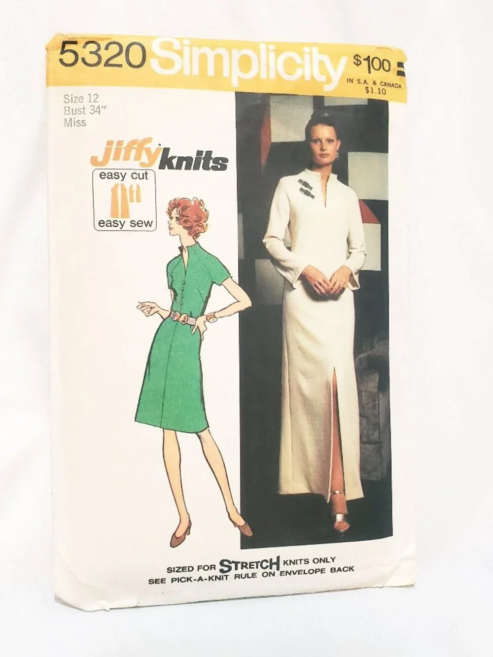 Miss Petites' Misses' Jiffy Knits Dress Pattern 5320 Simplicity 1972 Size 12